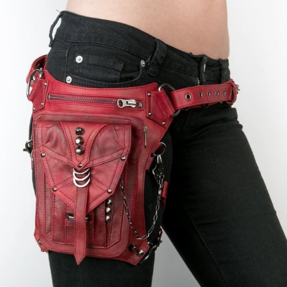 NWT Jungle Tribe BLOODY PENNY Red Leather Waist Holster and Hip Bag, handmade
